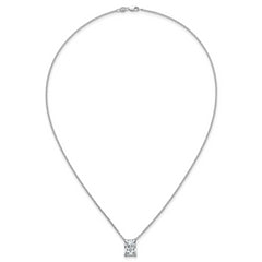 14k White Gold 4 carat Certified Lab Grown Diamond VS+ F+ Radiant Complete 18 inch Four Prong Pendant Necklace