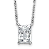 14k White Gold 4 carat Certified Lab Grown Diamond VS+ F+ Radiant Complete 18 inch Four Prong Pendant Necklace