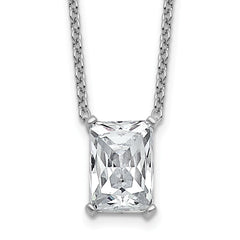 14k White Gold 4 carat Certified Lab Grown Diamond VS+ F+ Radiant Complete 18 inch Four Prong Pendant Necklace