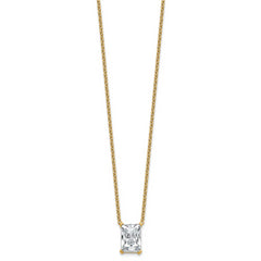 14k 4 carat Certified Lab Grown Diamond VS+ F+ Radiant Complete 18 inch Four Prong Pendant Necklace