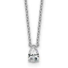 14kw 1/4ct Lab Grown Diamond VS+ F+ Pear Comp 18in Pendant Necklace