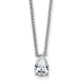 14k White Gold 1/2 carat Lab Grown Diamond VS+ F+ Pear Complete 18 inch Four Prong Pendant Necklace