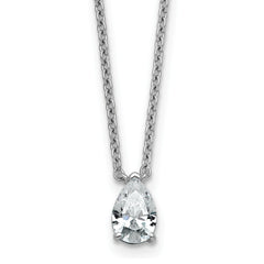 14k White Gold 1/2 carat Lab Grown Diamond VS+ F+ Pear Complete 18 inch Four Prong Pendant Necklace