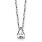 14k White Gold 3/4 carat Lab Grown Diamond VS+ F+ Pear Complete 18 inch Four Prong Pendant Necklace