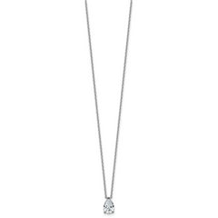14k White Gold 1 carat Lab Grown Diamond VS+ F+ Pear Complete 18 inch Four Prong Pendant Necklace