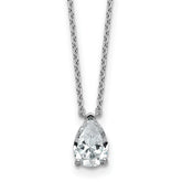 14k White Gold 1 carat Lab Grown Diamond VS+ F+ Pear Complete 18 inch Four Prong Pendant Necklace
