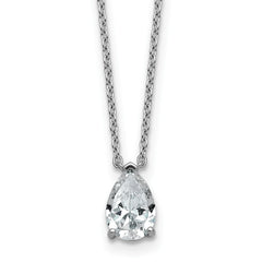 14k White Gold 1 carat Certified Lab Grown Diamond VS+ F+ Pear Complete 18 inch Four Prong Pendant Necklace