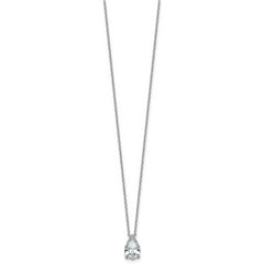 14k White Gold 1 1/2 carat Lab Grown Diamond VS+ F+ Pear Complete 18 inch Four Prong Pendant Necklace