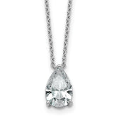 14k White Gold 1 1/2 carat Certified Lab Grown Diamond VS+ F+ Pear Complete 18 inch Four Prong Pendant Necklace