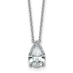 14k White Gold 1 1/2 carat Lab Grown Diamond VS+ F+ Pear Complete 18 inch Four Prong Pendant Necklace