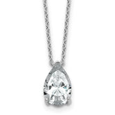 14k White Gold 2 carat Lab Grown Diamond VS+ F+ Pear Complete 18 inch Four Prong Pendant Necklace