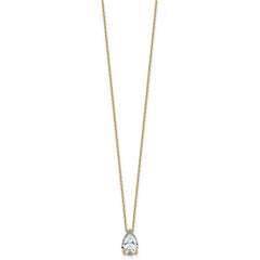 14k 2 carat Certified Lab Grown Diamond VS+ F+ Pear Complete 18 inch Four Prong Pendant Necklace