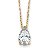 14k 2 carat Lab Grown Diamond VS+ F+ Pear Complete 18 inch Four Prong Pendant Necklace