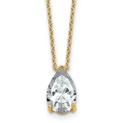 14k 2 carat Certified Lab Grown Diamond VS+ F+ Pear Complete 18 inch Four Prong Pendant Necklace