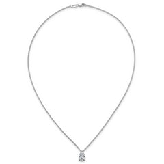 14k White Gold 2 1/2 carat Lab Grown Diamond VS+ F+ Pear Complete 18 inch Four Prong Pendant Necklace