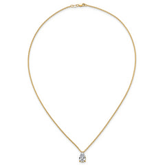 14k 2 1/2 carat Certified Lab Grown Diamond VS+ F+ Pear Complete 18 inch Four Prong Pendant Necklace