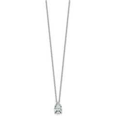 14k White Gold 3 carat Lab Grown Diamond VS+ F+ Pear Complete 18 inch Four Prong Pendant Necklace