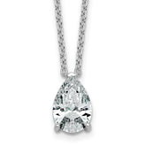 14k White Gold 3 carat Certified Lab Grown Diamond VS+ F+ Pear Complete 18 inch Four Prong Pendant Necklace