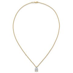 14k 3 carat Certified Lab Grown Diamond VS+ F+ Pear Complete 18 inch Four Prong Pendant Necklace