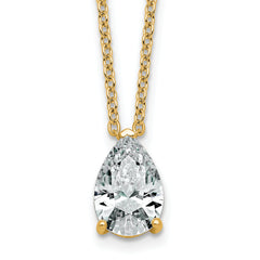 14k 3 carat Certified Lab Grown Diamond VS+ F+ Pear Complete 18 inch Four Prong Pendant Necklace