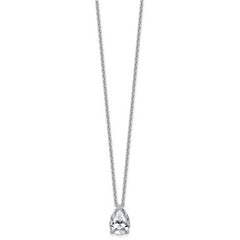 14k White Gold 3 1/2 carat Certified Lab Grown Diamond VS+ F+ Pear Complete 18 inch Four Prong Pendant Necklace