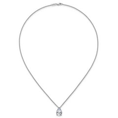 14k White Gold 3 1/2 carat Certified Lab Grown Diamond VS+ F+ Pear Complete 18 inch Four Prong Pendant Necklace