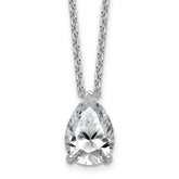 14k White Gold 3 1/2 carat Certified Lab Grown Diamond VS+ F+ Pear Complete 18 inch Four Prong Pendant Necklace
