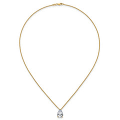 14k 3 1/2 carat Lab Grown Diamond VS+ F+ Pear Complete 18 inch Four Prong Pendant Necklace