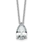 14k White Gold 4 carat Lab Grown Diamond VS+ F+ Pear Complete 18 inch Four Prong Pendant Necklace