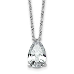 14k White Gold 4 carat Lab Grown Diamond VS+ F+ Pear Complete 18 inch Four Prong Pendant Necklace