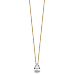 14k 4 carat Certified Lab Grown Diamond VS+ F+ Pear Complete 18 inch Four Prong Pendant Necklace