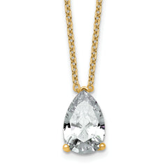 14k 4 carat Certified Lab Grown Diamond VS+ F+ Pear Complete 18 inch Four Prong Pendant Necklace