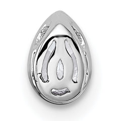 14k White Gold 1/4 carat Lab Grown Diamond VS+ F+ Pear Complete Bezel Set Solitaire Chain Slide Pendant