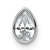14k White Gold 1/4 carat Lab Grown Diamond VS+ F+ Pear Complete Bezel Set Solitaire Chain Slide Pendant