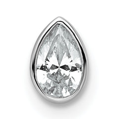 14k White Gold 1/4 carat Lab Grown Diamond VS+ F+ Pear Complete Bezel Set Solitaire Chain Slide Pendant