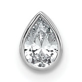 14k White Gold 1/3 carat Lab Grown Diamond VS+ F+ Pear Complete Bezel Set Solitaire Chain Slide Pendant
