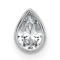 14k White Gold 1/3 carat Lab Grown Diamond VS+ F+ Pear Complete Bezel Set Solitaire Chain Slide Pendant