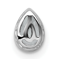 14k White Gold 3/8 carat Lab Grown Diamond VS+ F+ Pear Complete Bezel Set Solitaire Chain Slide Pendant