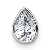 14k White Gold 3/8 carat Lab Grown Diamond VS+ F+ Pear Complete Bezel Set Solitaire Chain Slide Pendant