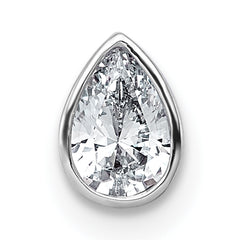 14k White Gold 3/8 carat Lab Grown Diamond VS+ F+ Pear Complete Bezel Set Solitaire Chain Slide Pendant