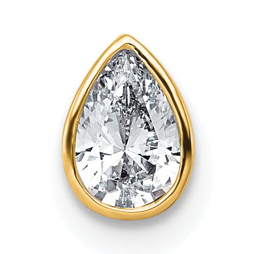 14k 3/8 carat Lab Grown Diamond VS+ F+ Pear Complete Bezel Set Solitaire Chain Slide Pendant