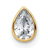 14k 3/8 carat Lab Grown Diamond VS+ F+ Pear Complete Bezel Set Solitaire Chain Slide Pendant