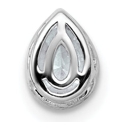 14k White Gold 1/2 carat Lab Grown Diamond VS+ F+ Pear Complete Bezel Set Solitaire Chain Slide Pendant