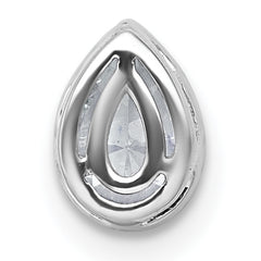 14k White Gold 5/8 carat Lab Grown Diamond VS+ F+ Pear Complete Bezel Set Solitaire Chain Slide Pendant