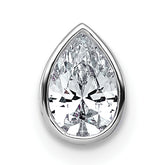 14k White Gold 5/8 carat Lab Grown Diamond VS+ F+ Pear Complete Bezel Set Solitaire Chain Slide Pendant