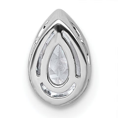 14k White Gold 3/4 carat Lab Grown Diamond VS+ F+ Pear Complete Bezel Set Solitaire Chain Slide Pendant