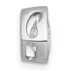 14k White Gold 1 carat Lab Grown Diamond VS+ F+ Pear Complete Bezel Set Solitaire Chain Slide Pendant