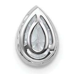 14k White Gold 1 carat Certified Lab Grown Diamond VS+ F+ Pear Complete Bezel Set Solitaire Chain Slide Pendant