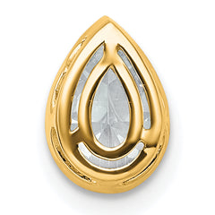 14k 1 carat Lab Grown Diamond VS+ F+ Pear Complete Bezel Set Solitaire Chain Slide Pendant