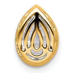 14k 1 1/2 carat Lab Grown Diamond VS+ F+ Pear Complete Bezel Set Solitaire Chain Slide Pendant